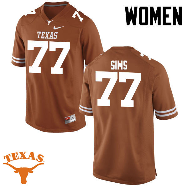 Women #77 Kenneth Sims Texas Longhorns College Football Jerseys-Tex Orange